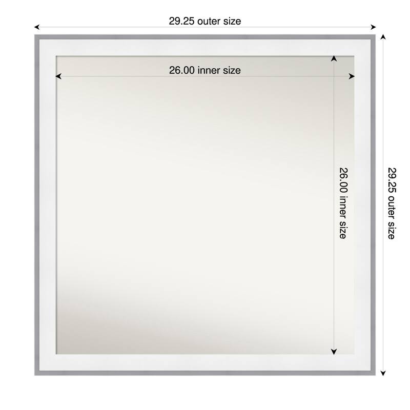 Maya Non-Beveled Framed Wall Mirror - 29 x 29 in - Maya White Silver