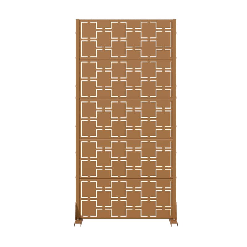 Modern Metal Privacy Screen Outdoor Decorative Partition with Stable Base Hanging Plant-Friendly Panel - 60"H x 30"W