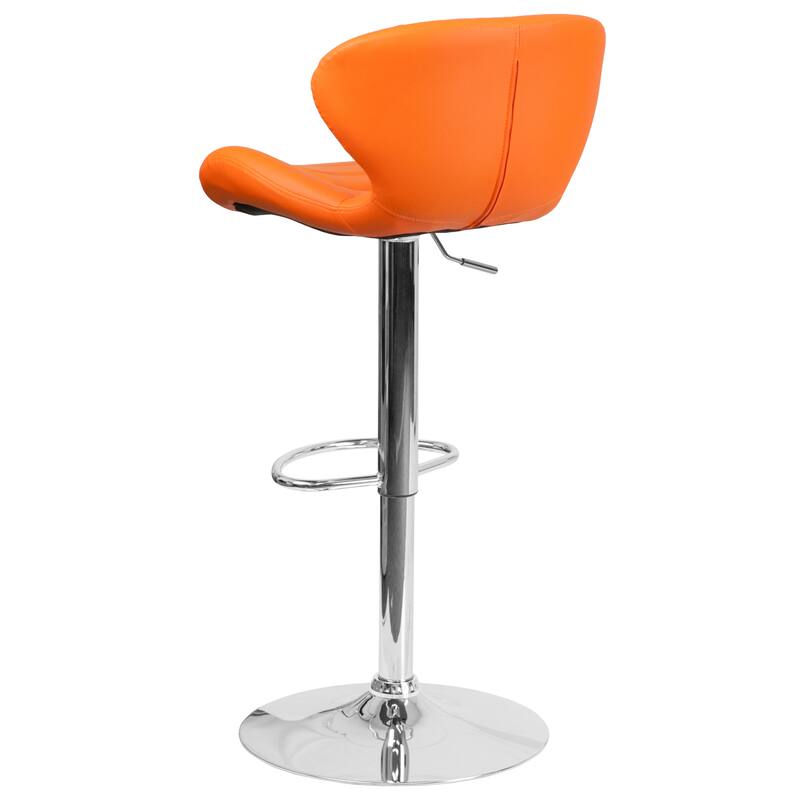 Modern Low-back Height-adjustable Chrome/Vinyl Barstools (Set of 2)