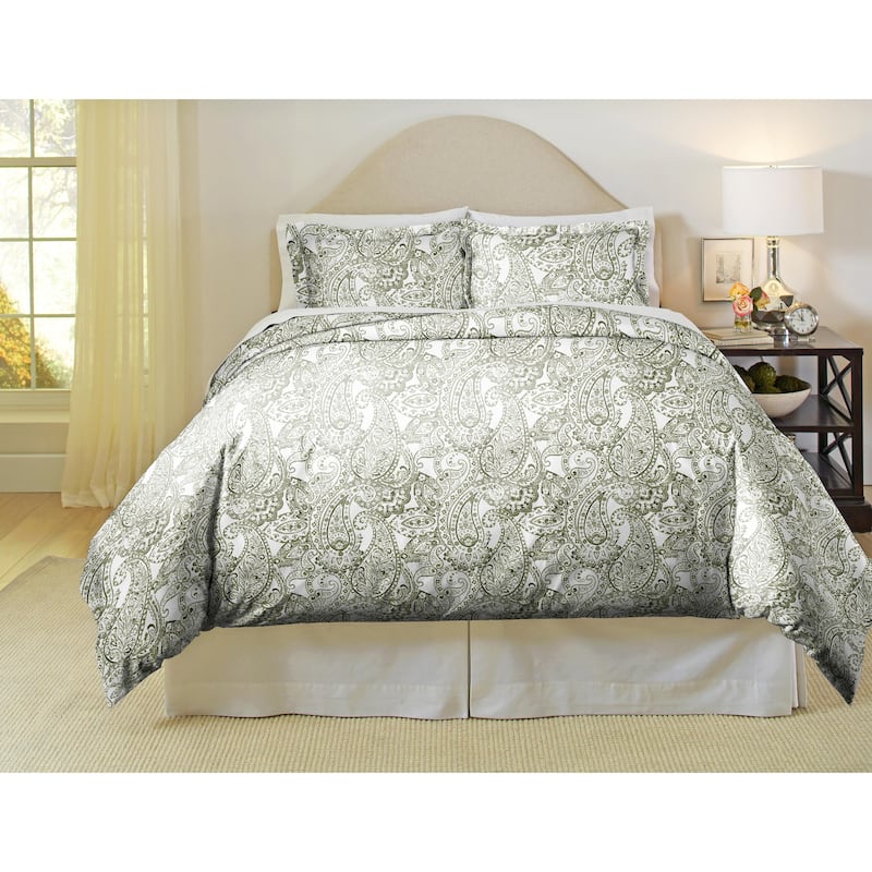 Pointehaven 200TC Boho Paisley Duvet Set - Twin - Twin XL - Paisley Green