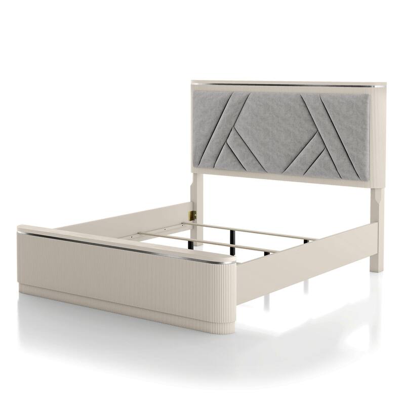 Furniture of America Leander Modern 4-Piece Light Grey Panel Bedroom Set