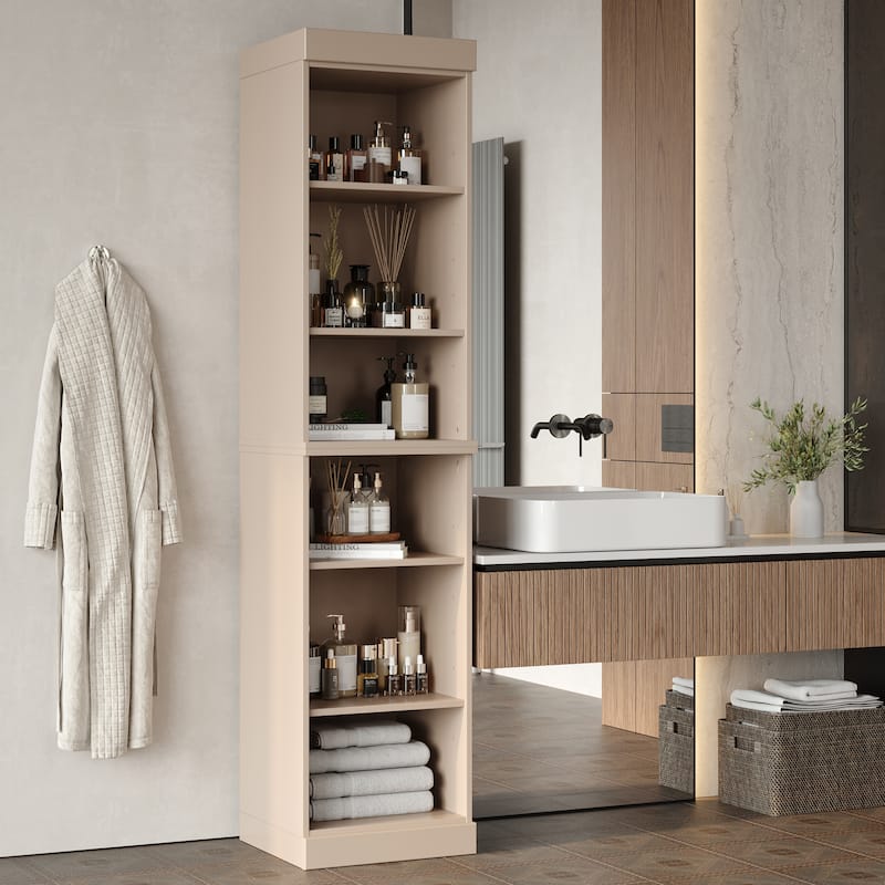 100% Solid Wood 16.5" Bathroom Cabinet with Optional Doors by Palace Imports - Beige-No Doors