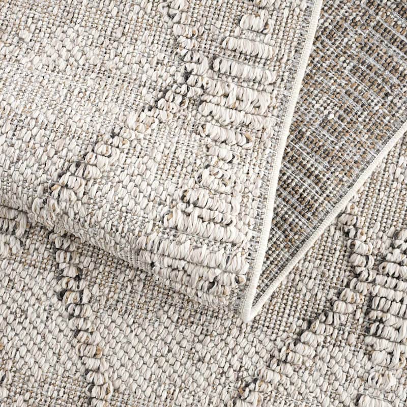 Hauteloom Butch Living Room, Bedroom Patio Outdoor Area Rug - Farmhouse - Taupe,Beige - 2' x 3'