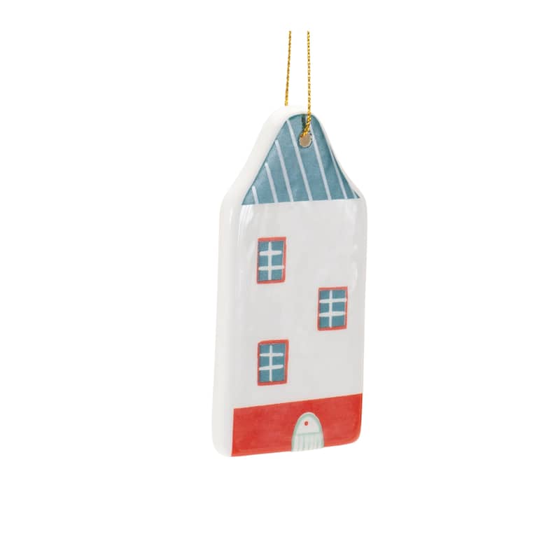 Ceramic Winter House Ornament (Set of 12) - N/A