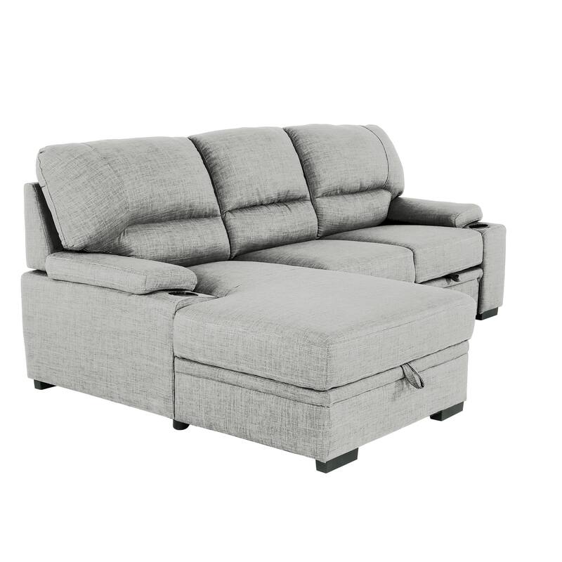 Gallo 93 in. 2-Piece Right Facing Sleeper Sofa with Storage & Cupholder