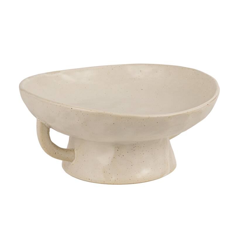 Stoneware Footed Pedestal Bowl with Handles