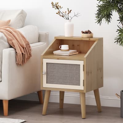 Wooden FrameModern End Table with Storage Space