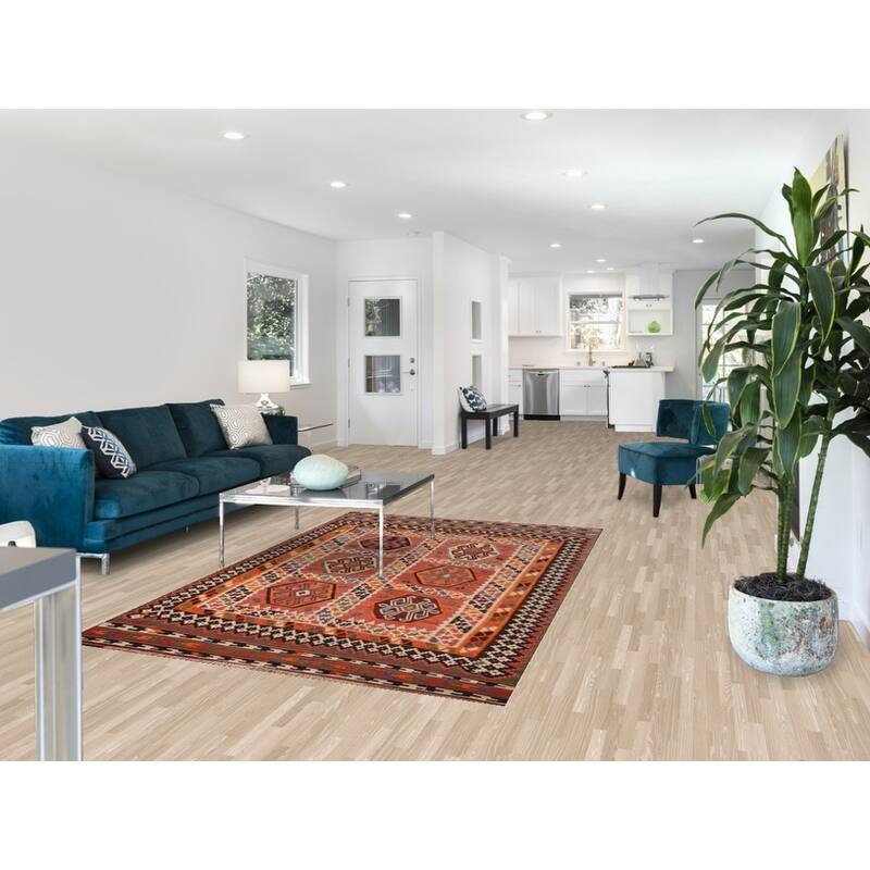 Vegetable Dye Kilim Qashqai Persian Rug Flatweave Wool Carpet - 4'11"x 7'6"