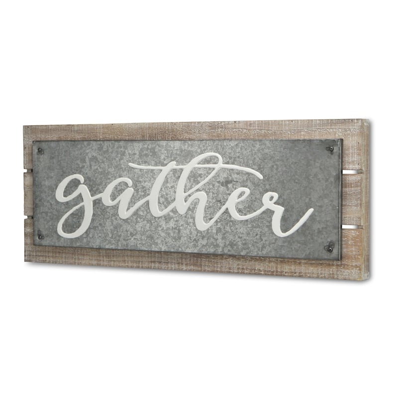 HomeRoots 10" X 25" Brown and Gray Gather Wood and Metal Wall Decor