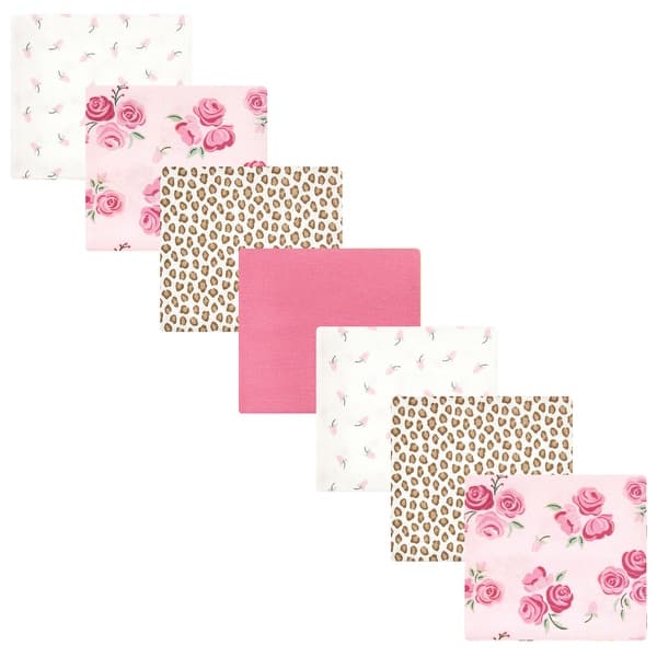 slide 1 of 1, Hudson Baby Infant Girl Cotton Flannel Receiving Blankets Bundle, Blush Rose, One Size - Blush Rose - One Size One Size - Blush Rose