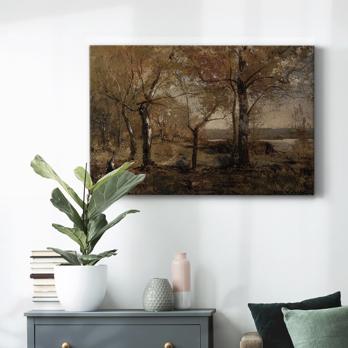 Vintage Landscape -DXCVII -Gallery Wrapped Canvas - Bed Bath