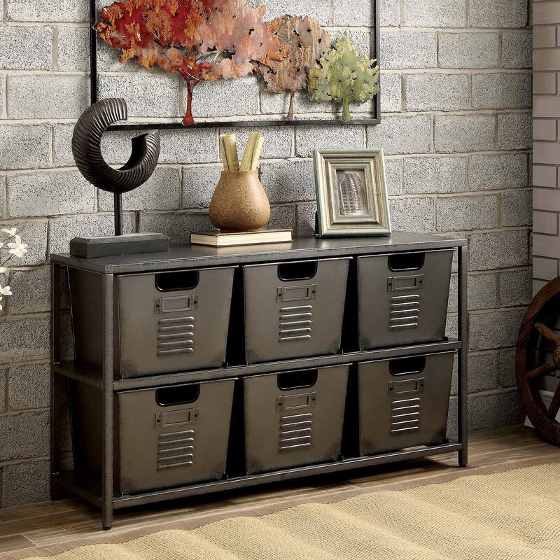 Copern Industrial 44-inch Metal 6-Bin Storage Shelf by Furniture of America
