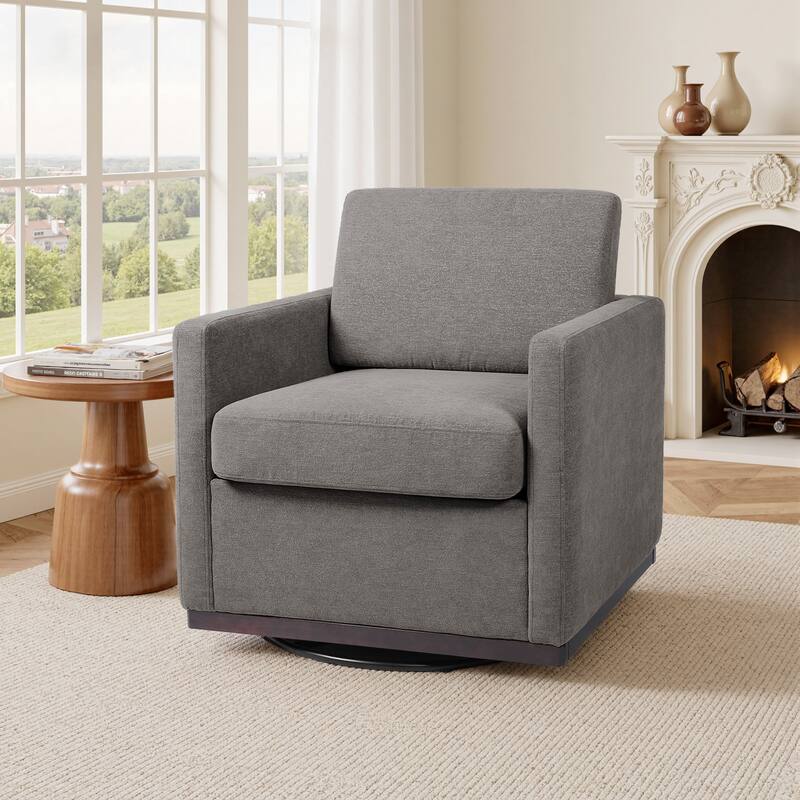 Modern Upholstered Swivel Armchair for Living - 1-Piece - Taupe
