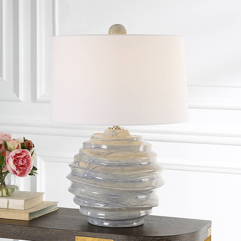 Uttermost Waves Blue & White Accent Lamp - 18 W X 26 H X 18 D (in)