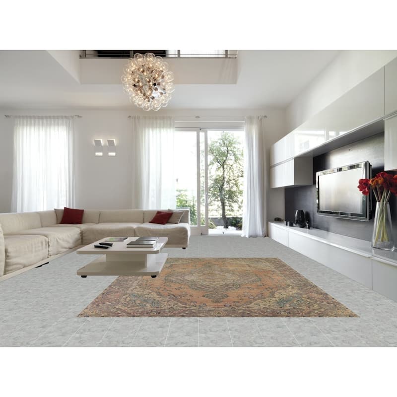 Distressed Tabriz Persian Antique Area Rug Hand-Knotted Wool Carpet - 9'6" x 12'8"