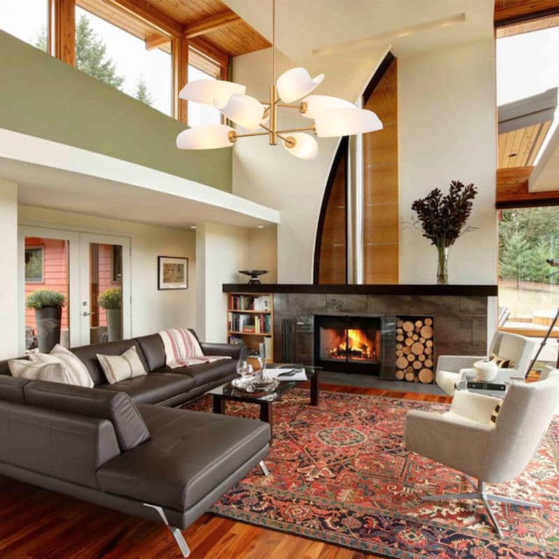 Modern 8-Light Opal Glass Tiered Chandelier - 42.5in