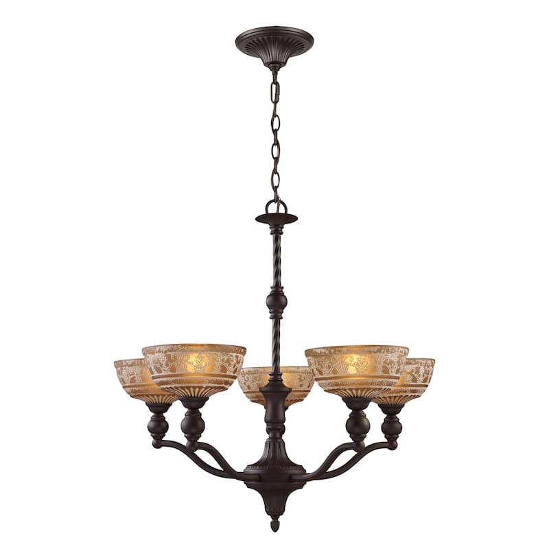 Norwich 28-inch Wide 5-Light Chandelier in Oiled Bronze