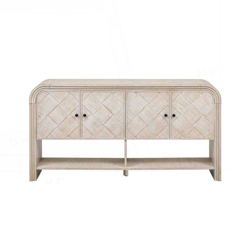 Versatile console table with Woven Wood Slats