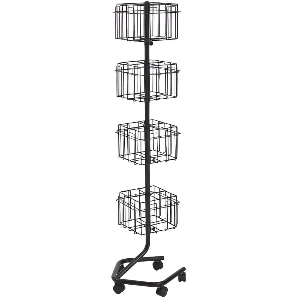 Rotating Brochure Display Rack, 4-Tier 32-Pocket Literature Stand - 16.14 x 14.96 x 61 in