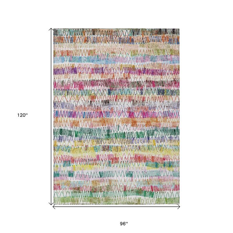 HomeRoots Striped Transitional Rectangle Outdoor Rug