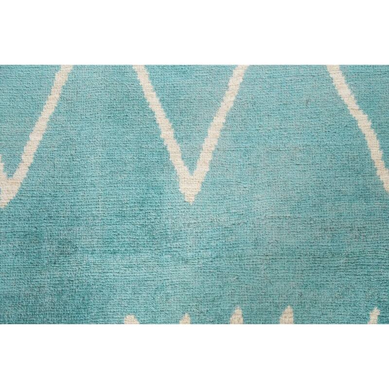 Vegetable Dye Contemporary Trellis Moroccan Wool Area Rug Hand-knotted - 6'5" x 9'7"
