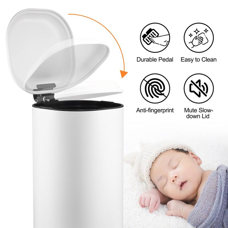 8 Gallon Slim Kitchen Trash Can, Step on Garbage Can