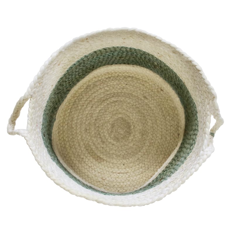 Sevita Bold Striped Off-White Jute Decorative Storage Basket with Handles