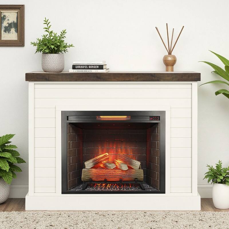 18/23/33 Inch Electric Fireplace Insert Ultra Thin Heater with Set Realistic Flame Touch Remote Control Overheating Protection - 33inch