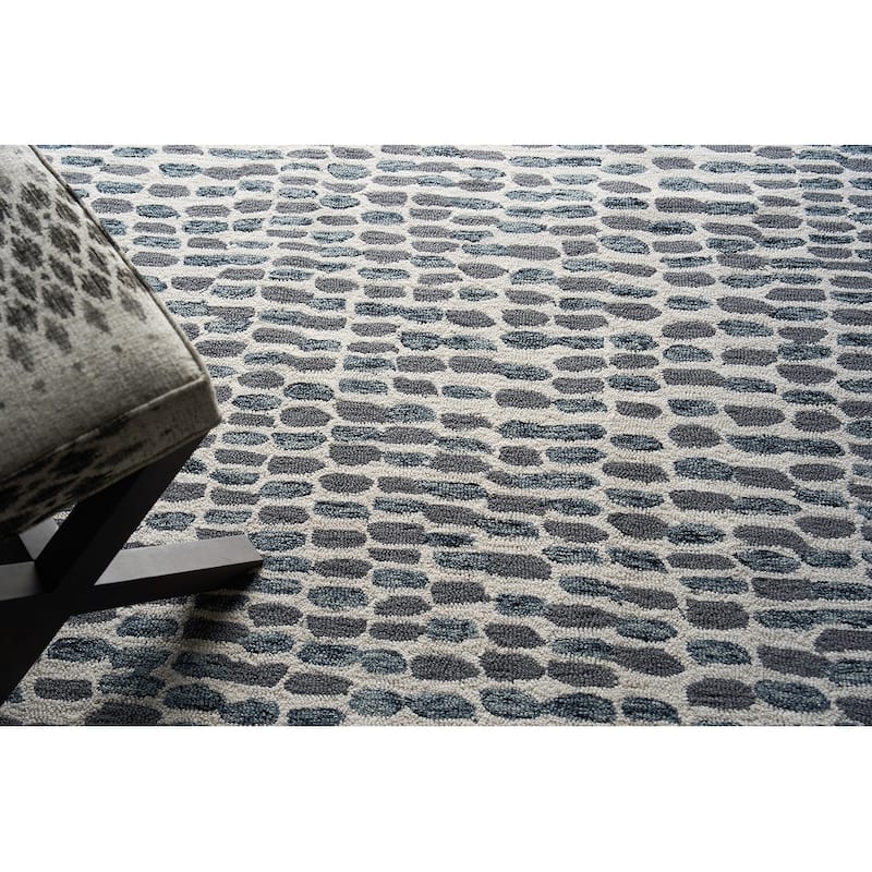 Exquisite Rugs Ink Blot Handmade Hand-tufted New Zealand Wool on Canvas Black/Gray Area Rug