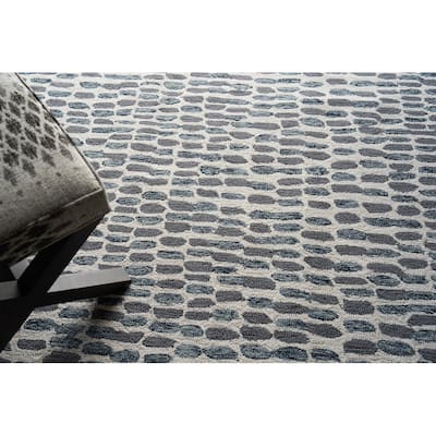 Exquisite Rugs Ink Blot Handmade Hand-tufted New Zealand Wool on Canvas Black/Gray Area Rug