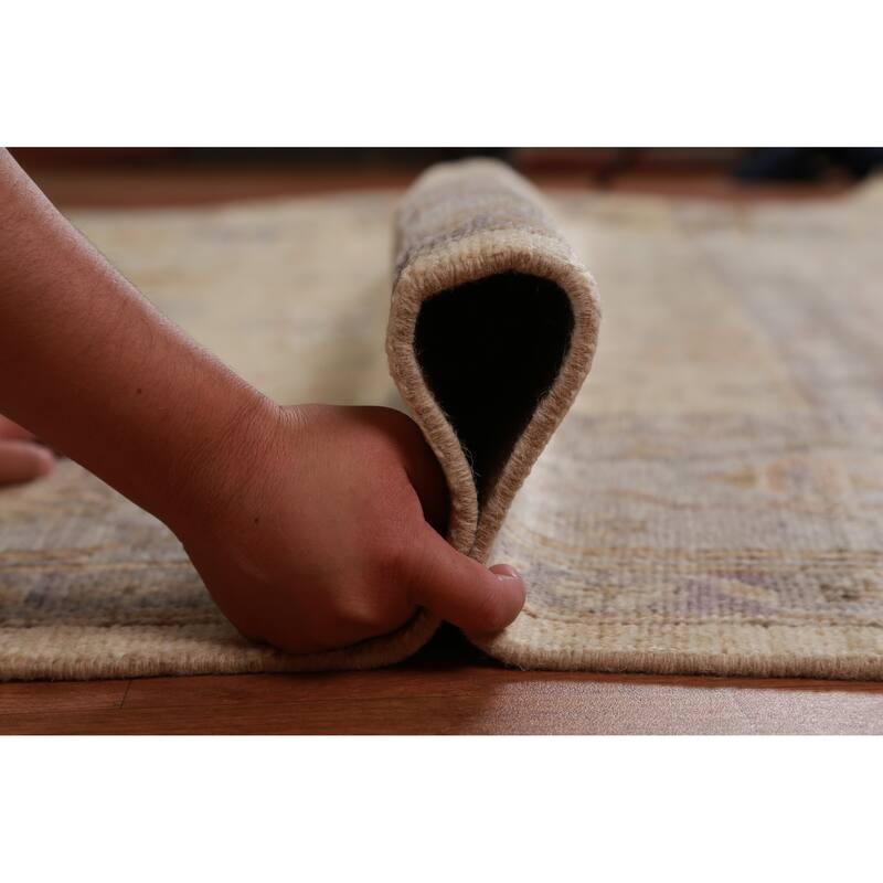 Hand Knotted Oriental 100% Wool Carpet Transitional All-Over Beige & Ivories Oushak Area Rug - 11' 10'' X 8' 5''