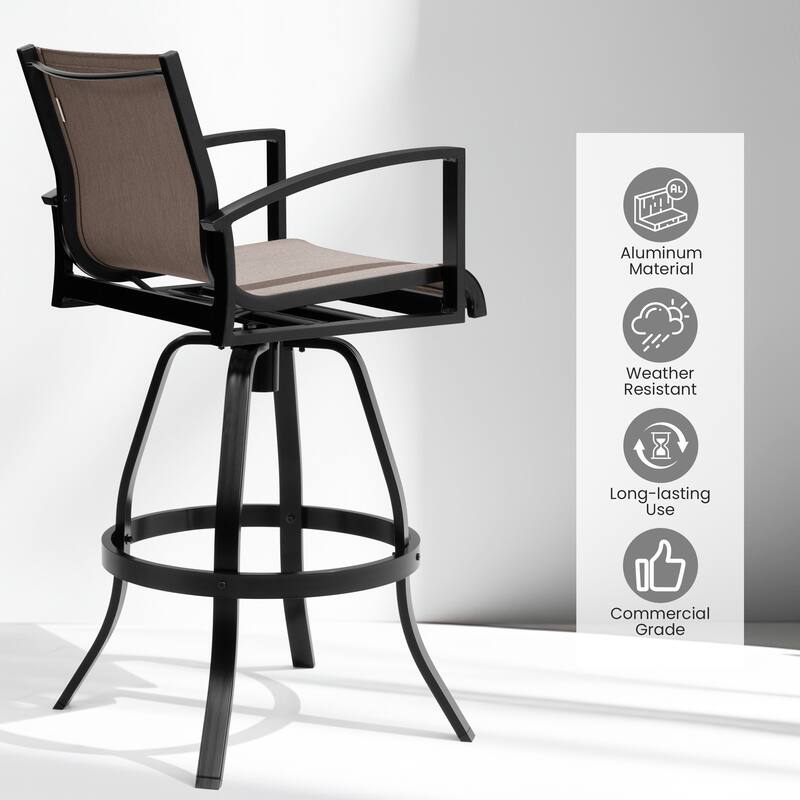 Outdoor All-weather Swivel Aluminum Bar Stools Sunbrella
