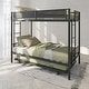 preview thumbnail 2 of 15, Black Twin over Twin Metal Bunk Bed with Trundle