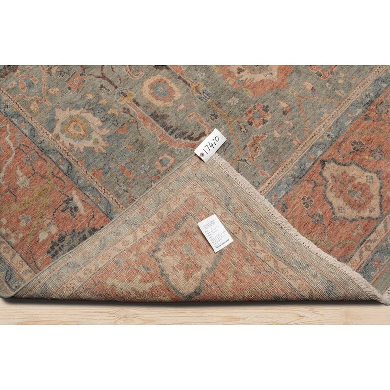 Hand Knotted Gray Distress Quality Wool Traditional Oriental Area Rug - 9' x 12'