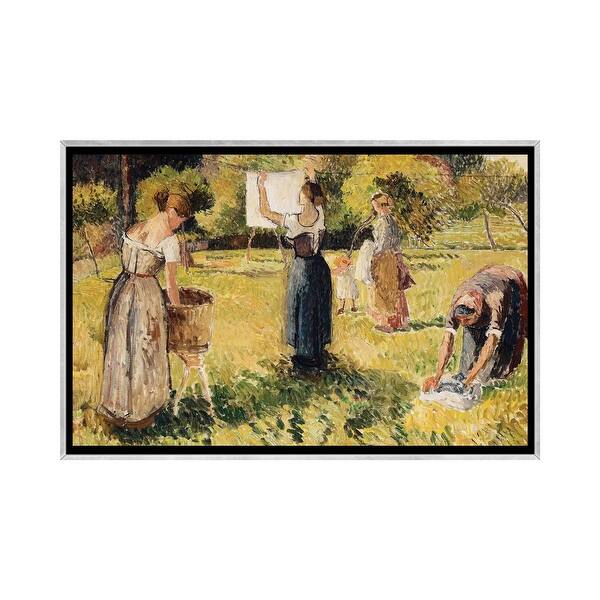 slide 2 of 15, iCanvas "Study Of Washers At Eragny, c.1901" by Camille Pissarro Framed Silver - 26x40