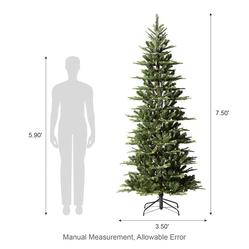 Glitzhome 7.5ft/9ft Pre-Lit Evergreen Slim Fir Artificial Christmas Tree With Strawberry Lights