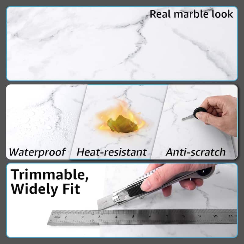 Art3d 12'' x 12'' Peel and Stick Vinyl Floor Tiles,Self Adhesive Flooring,30 Sq. Ft, Black & White Marble (15 Tiles per Color)