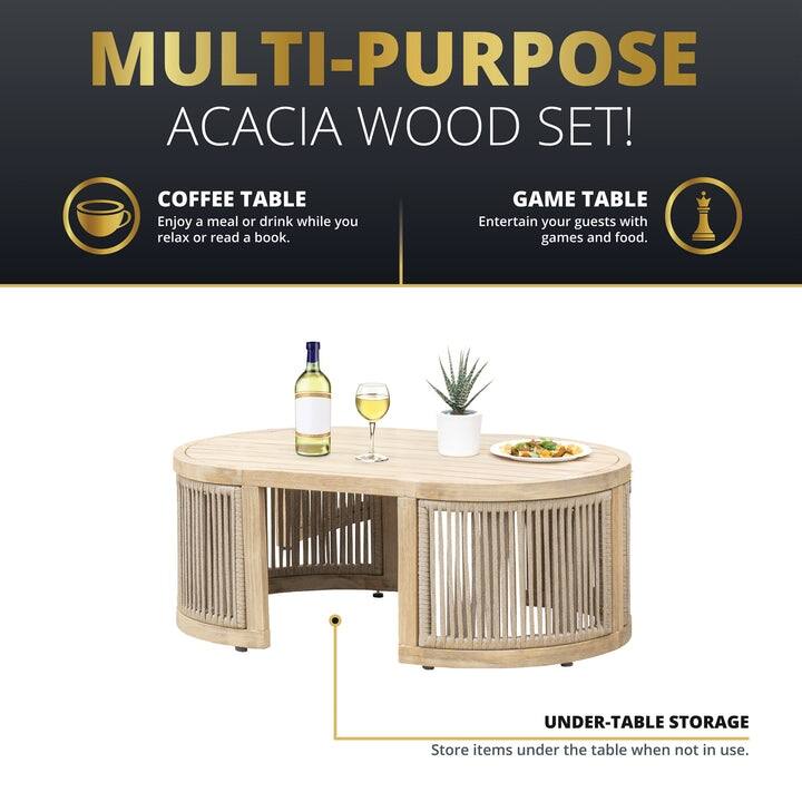 Kinger Home Haven 4-Piece Acacia Rounded Patio Set