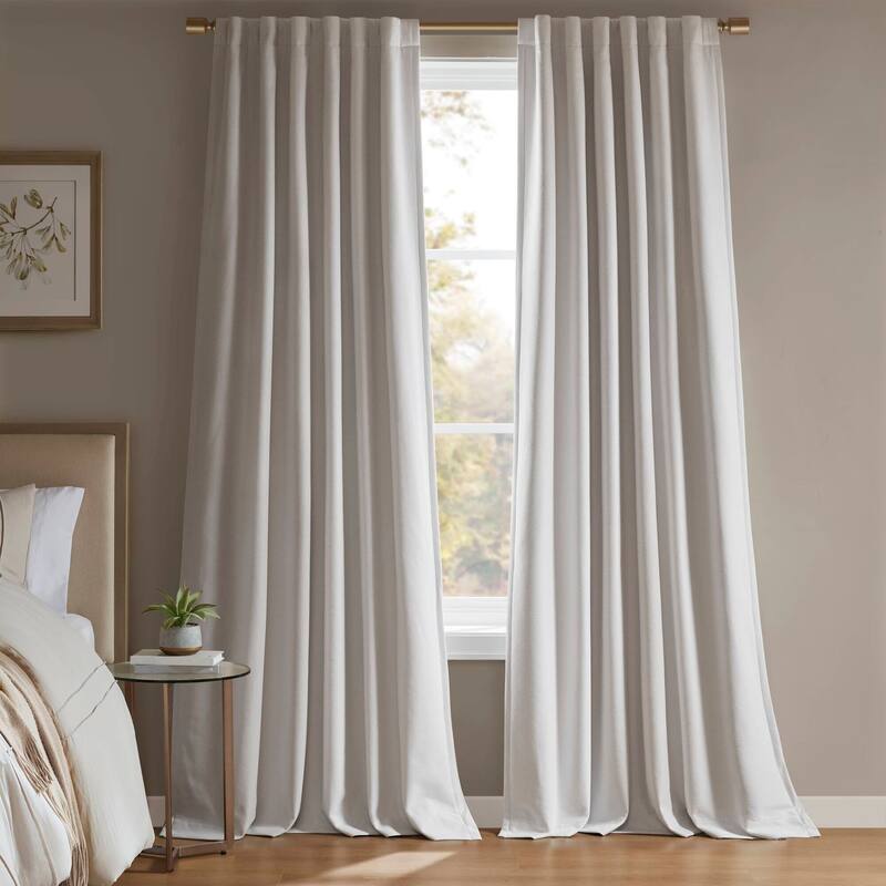 Madison Park Karien Sound blocking/Total blackout curtain panel pair - White - 52"x108"