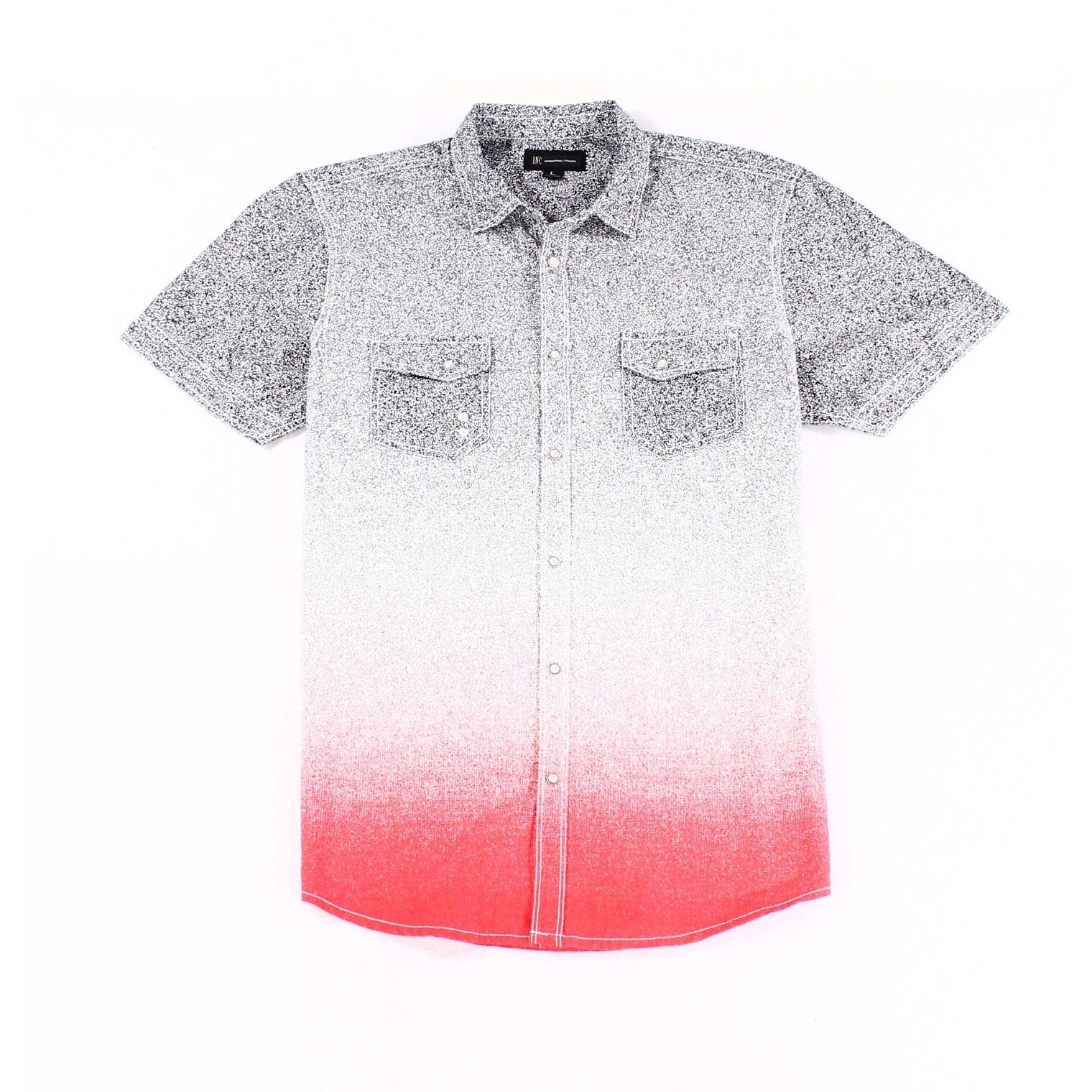 Shop Inc Mens Shirt Blue Red White Size Large L Dip Dye Ombre