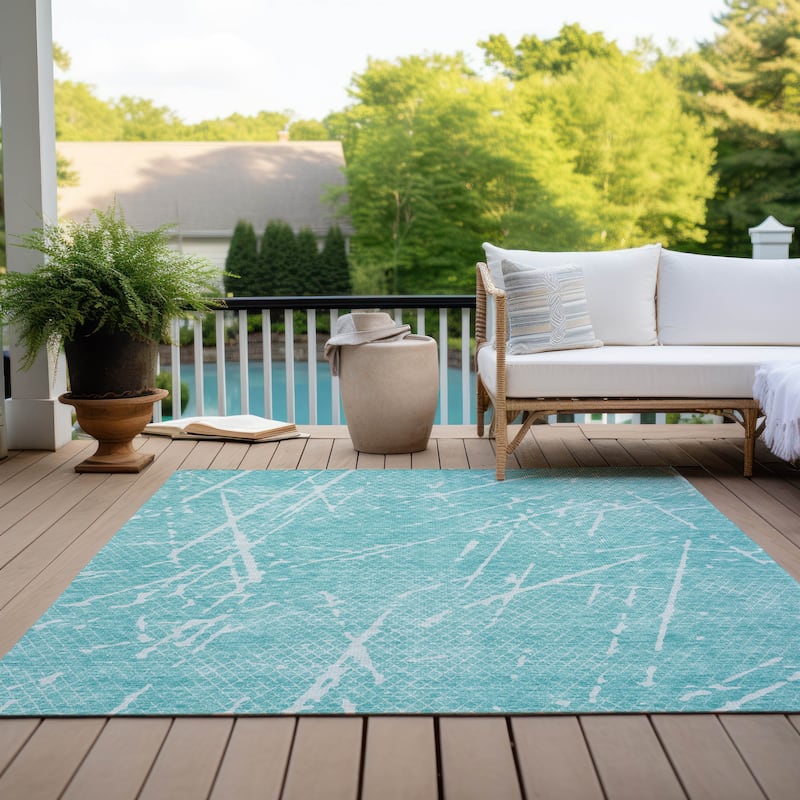 Machine Washable Indoor/ Outdoor Chantille Contemporary Crackle Rug