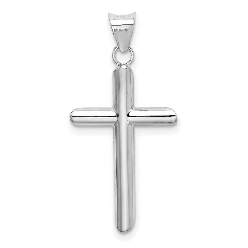 Curata 14k White Gold18" Polished Hollow Cross Pendant Necklace - 32.4x16.1mm
