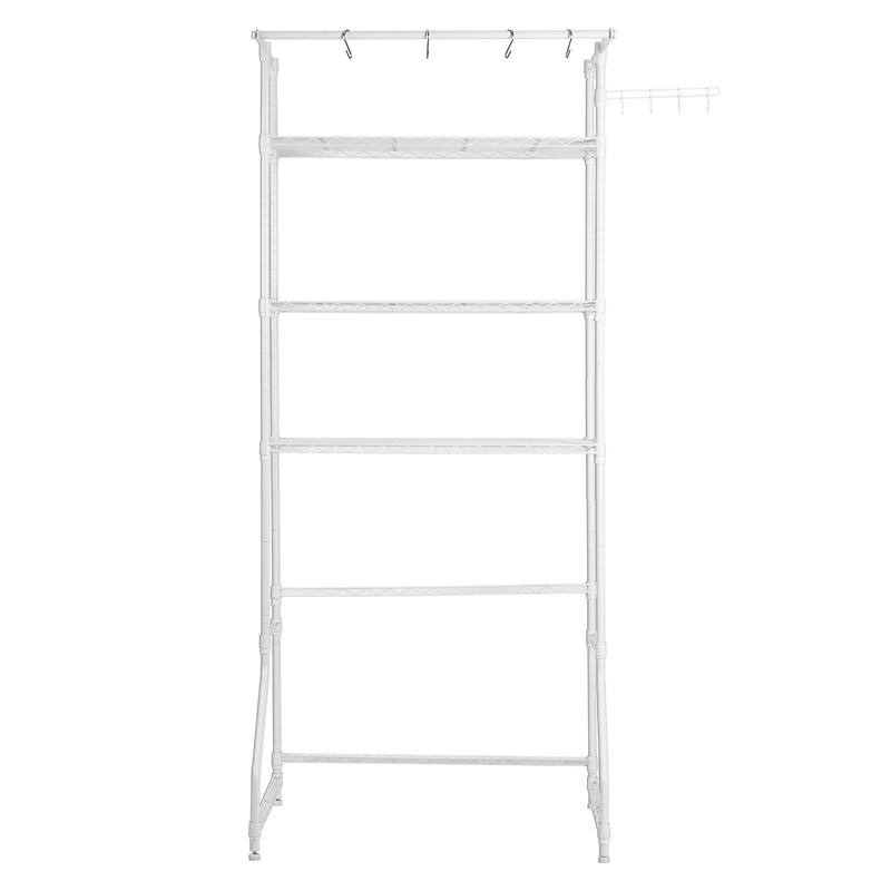 Adjustable Laundry Room Storage Shelf Over Washer and Dryer Sturdy Carbon Steel Organizer Rack - White-3 Tier