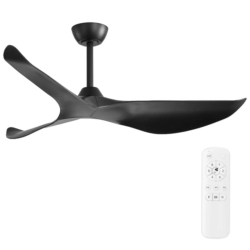 38-Inch Black Ceiling Fan Without Light,3 ABS Blades&Powerful DC Motor,1/4/8H Timer Function
