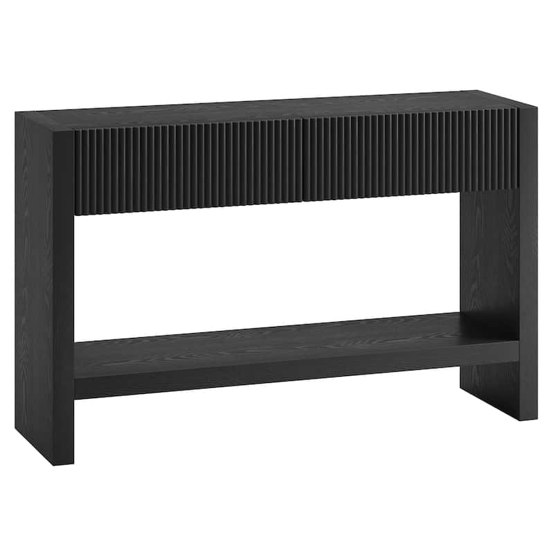 Manzanita 48" Wide Rectangular Solid Wood Fluted Console Table - 48" Wide - Black Veneer