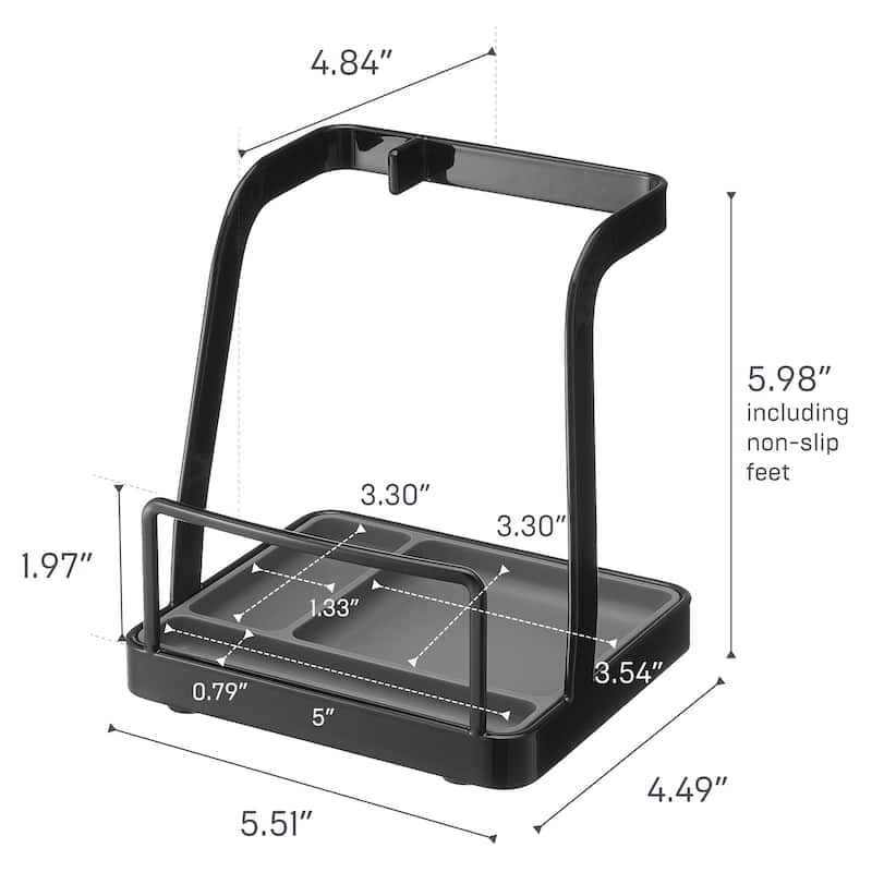 Yamazaki Home Lid and Ladle Stand - Large, Steel - L 4.84 x W 5.51 x H 5.98 inches