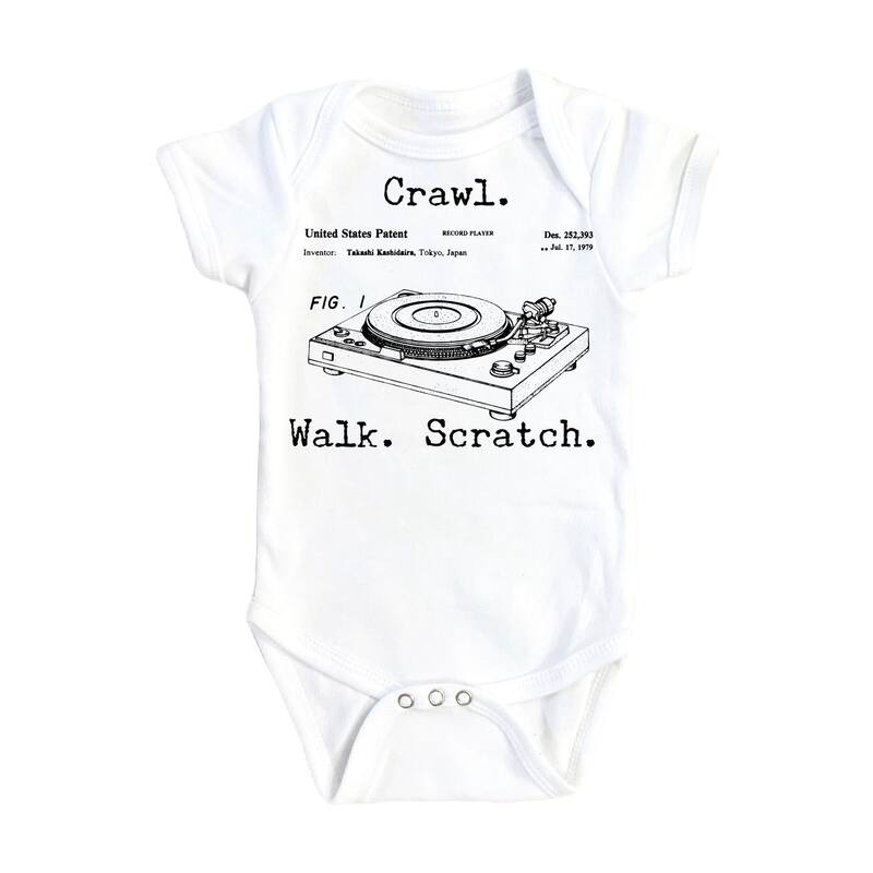 DJ Scratch - Baby Boy Girl Clothes Infant Bodysuit Funny Cute Newborn - White - Newborn
