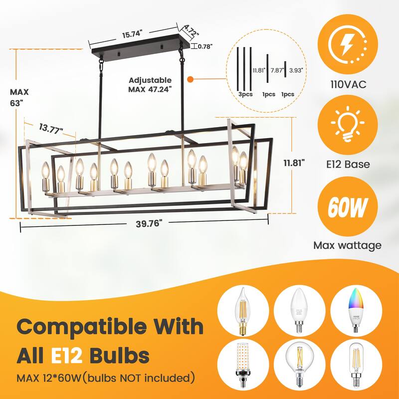 12 - Light Linear Candle Kitchen Island Pendant