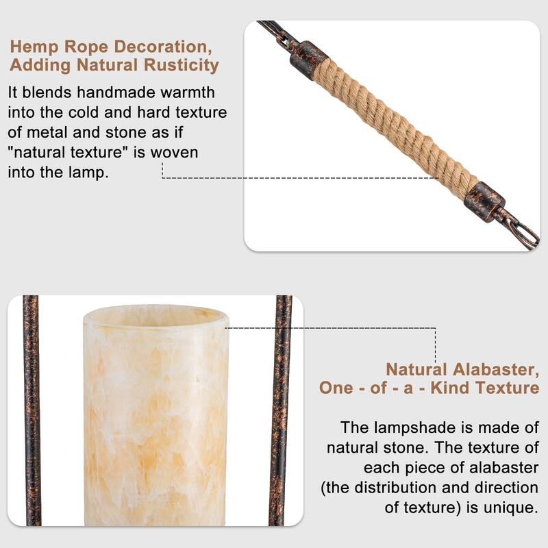 Retro Industrial Iron Pendant with Alabaster Candle Shade