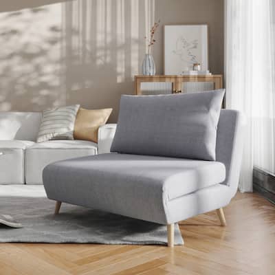 Upholstered Convertible Tri-Fold Chair with Pillow and Hideaway Legs - 75.5"D x 41"W x 30"H